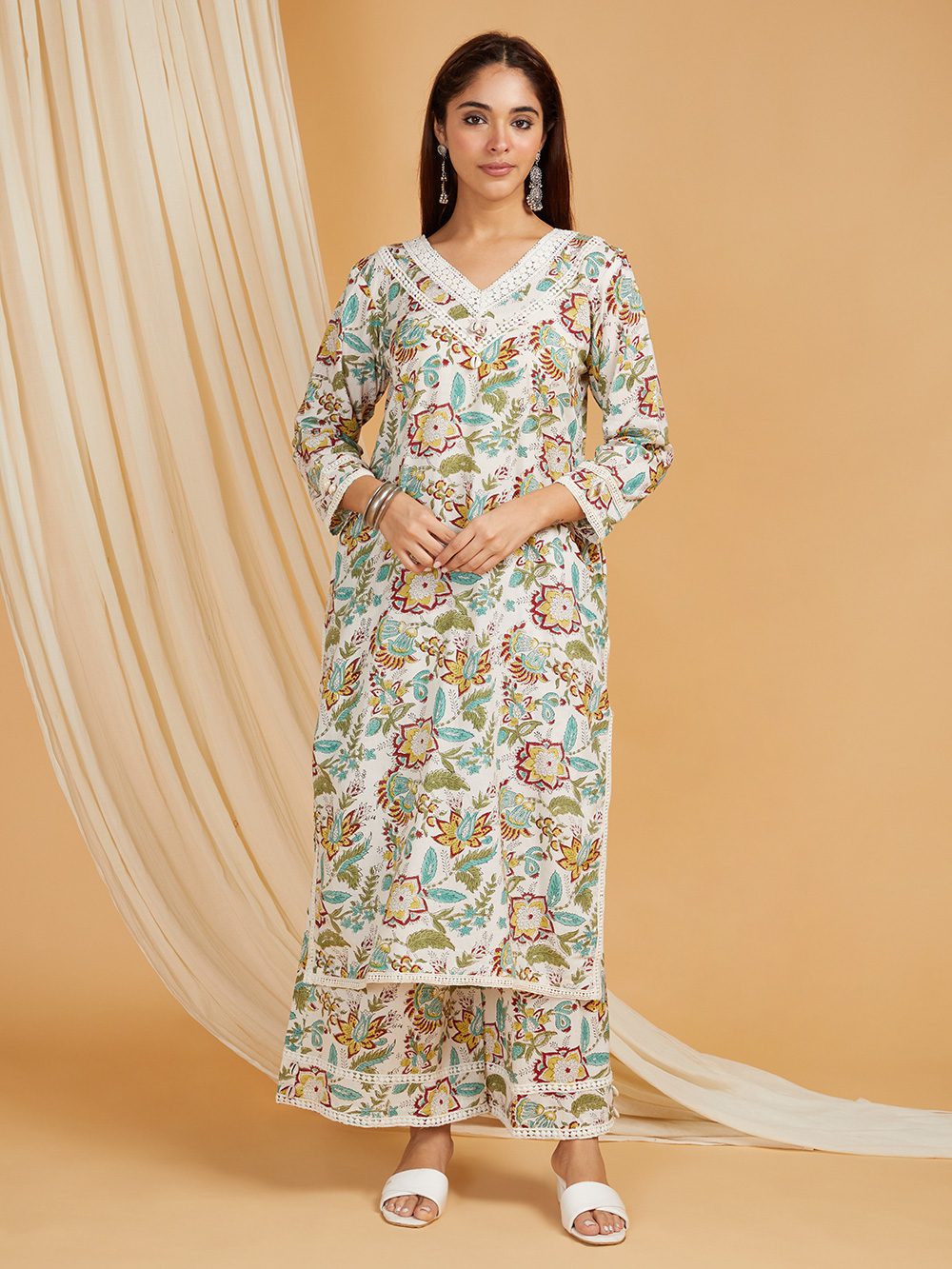 Block Print Cotton Palazzo Set